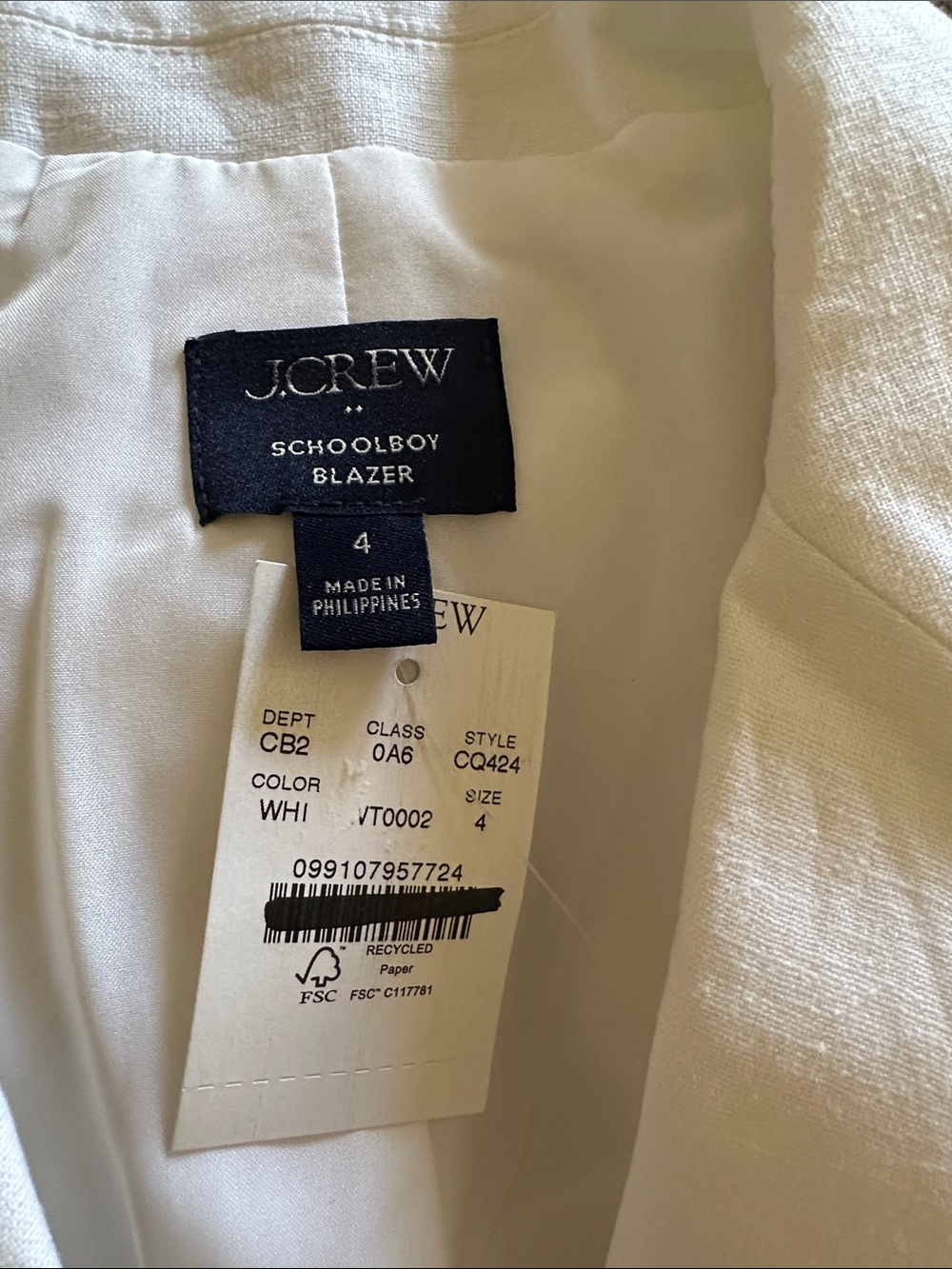 J. Crew Factory Linen-blend schoolboy blazer - White - Picture 5 of 7